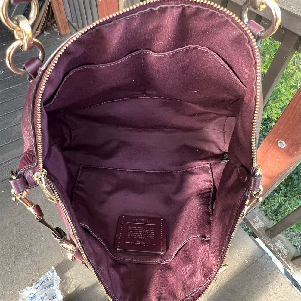 COACH Mini Kelsey Satchel Bag Purple Oxblood Leather w Gold Hardware AUTHENTIC - Picture 6 of 11